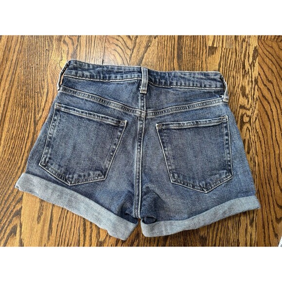 Old Navy Women's 0 OG High Rise Denim Jean Shorts Cuff 3” Inseam Medium Wash EUC - Picture 8 of 8